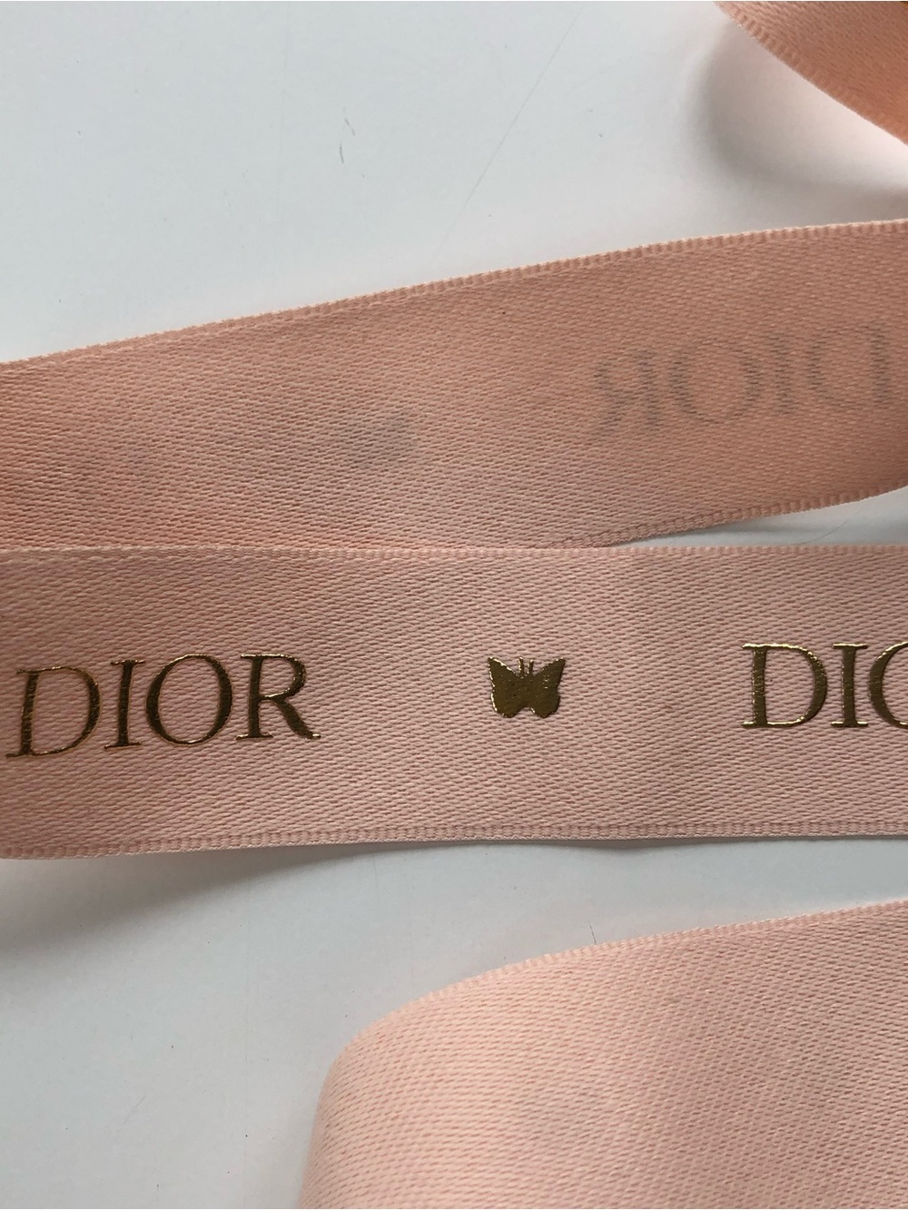 DIOR Pink Gold Logo Gift Wrapping Designer Ribbon Hair Tie  48” 4ft NEW Limited - Picture 2 of 4